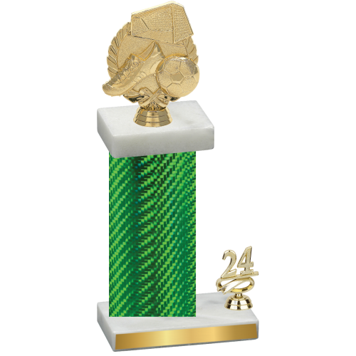 Accented Single Green Carbon Fiber Year Soccer Trophy