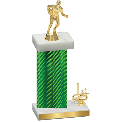 Accented Single Green Carbon Fiber First Place Rugby Trophy