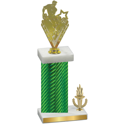 Accented Single Green Carbon Fiber Victory Rugby Trophy