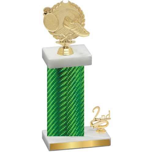 Accented Single Green Carbon Fiber Second Place Running Trophy