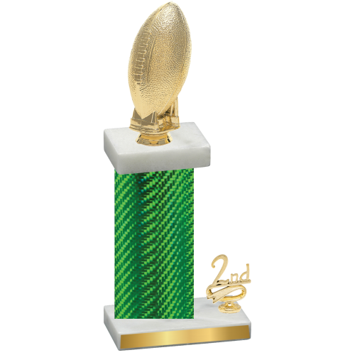 Accented Single Green Carbon Fiber Second Place Football Trophy