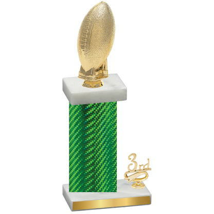 Accented Single Green Carbon Fiber Third Place Football Trophy