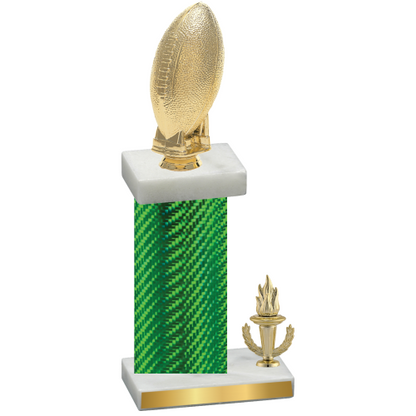 Accented Single Green Carbon Fiber Victory Football Trophy