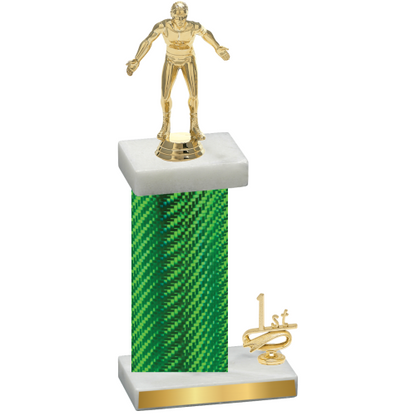 Accented Single Green Carbon Fiber First Place Wrestling Trophy