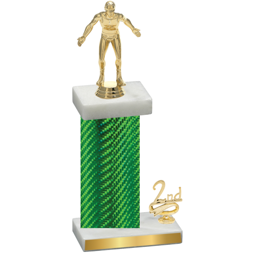 Accented Single Green Carbon Fiber Second Place Wrestling Trophy