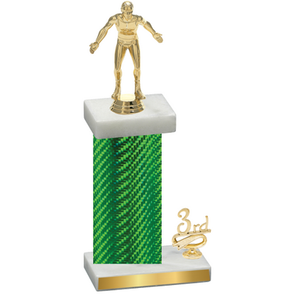 Accented Single Green Carbon Fiber Third Place Wrestling Trophy