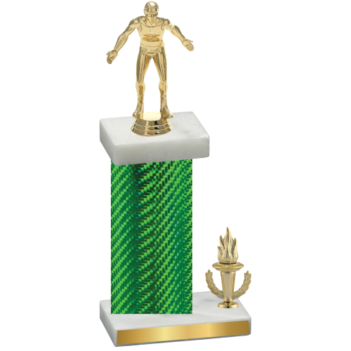 Accented Single Green Carbon Fiber Victory Wrestling Trophy