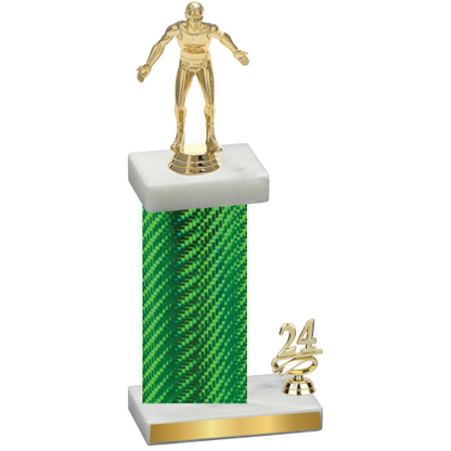 Accented Single Green Carbon Fiber Year Wrestling Trophy