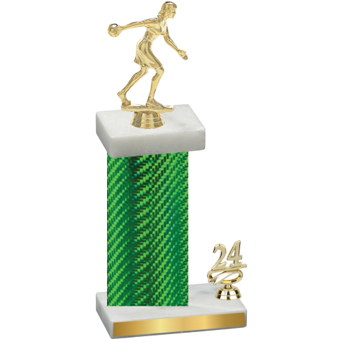 Accented Single Green Carbon Fiber Year Bowling Trophy