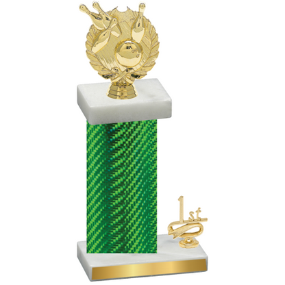 Accented Single Green Carbon Fiber First Place Bowling Trophy