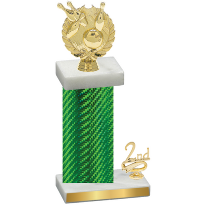 Accented Single Green Carbon Fiber Second Place Bowling Trophy