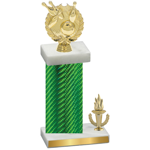 Accented Single Green Carbon Fiber Victory Bowling Trophy