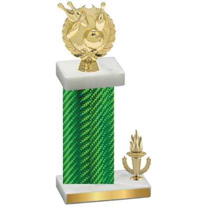 Accented Single Green Carbon Fiber Victory Bowling Trophy