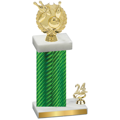 Accented Single Green Carbon Fiber Year Bowling Trophy