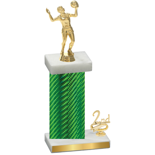 Accented Single Green Carbon Fiber Second Place Volleyball Trophy