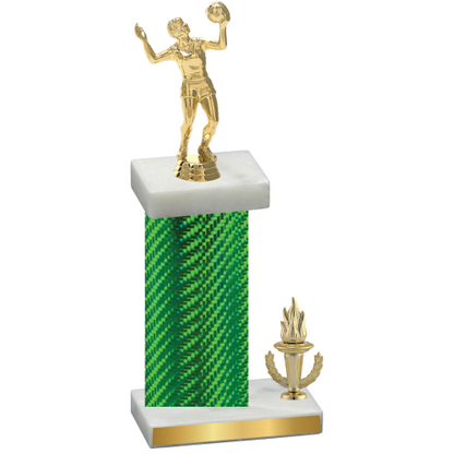 Accented Single Green Carbon Fiber Victory Volleyball Trophy