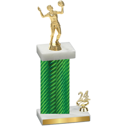 Accented Single Green Carbon Fiber Year Volleyball Trophy