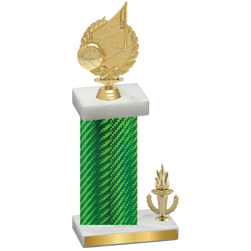 Accented Single Green Carbon Fiber Victory Volleyball Trophy