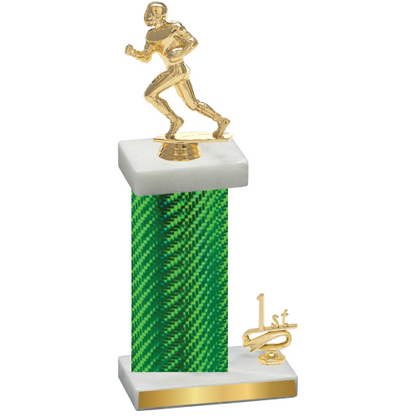 Accented Single Green Carbon Fiber First Place Football Trophy