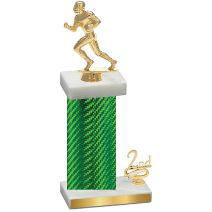 Accented Single Green Carbon Fiber Second Place Football Trophy