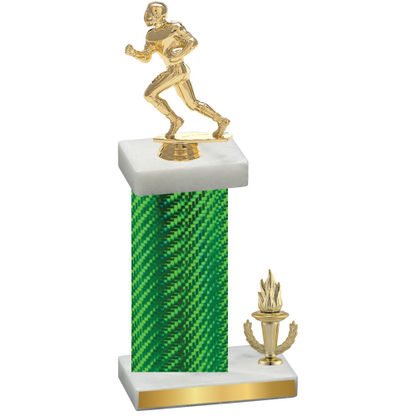 Accented Single Green Carbon Fiber Victory Football Trophy