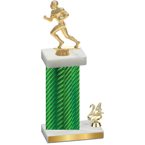 Accented Single Green Carbon Fiber Year Football Trophy