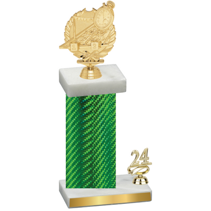 Accented Single Green Carbon Fiber Year Swimming Trophy