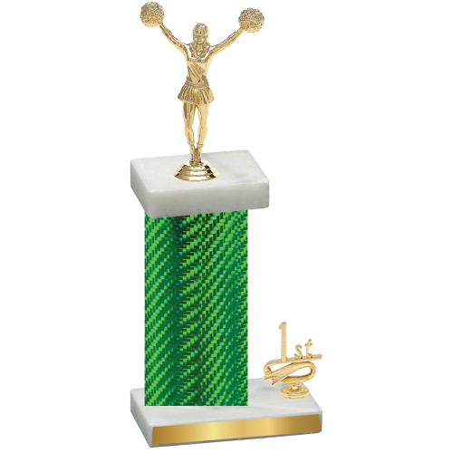 Accented Single Green Carbon Fiber First Place Cheerleading Trophy