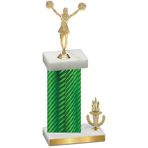 Accented Single Green Carbon Fiber Victory Cheerleading Trophy