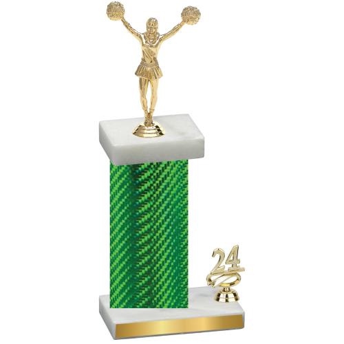 Accented Single Green Carbon Fiber Year Cheerleading Trophy