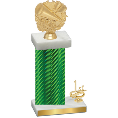 Accented Single Green Carbon Fiber First Place Cheerleading Trophy