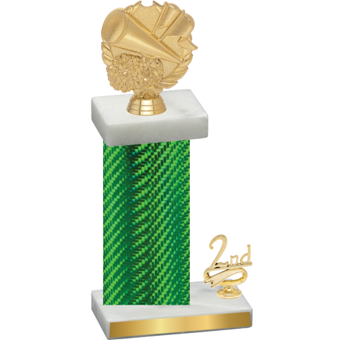 Accented Single Green Carbon Fiber Second Place Cheerleading Trophy