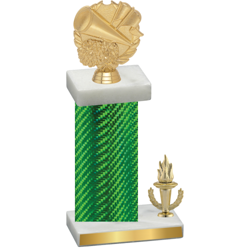 Accented Single Green Carbon Fiber Victory Cheerleading Trophy