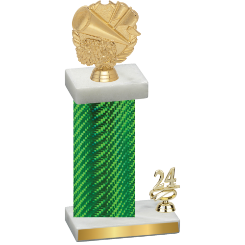 Accented Single Green Carbon Fiber Year Cheerleading Trophy