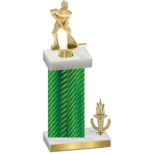 Accented Single Green Carbon Fiber Victory Hockey Trophy