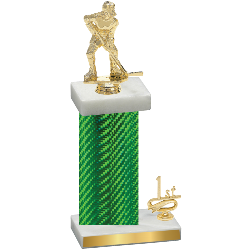 Accented Single Green Carbon Fiber First Place Hockey Trophy