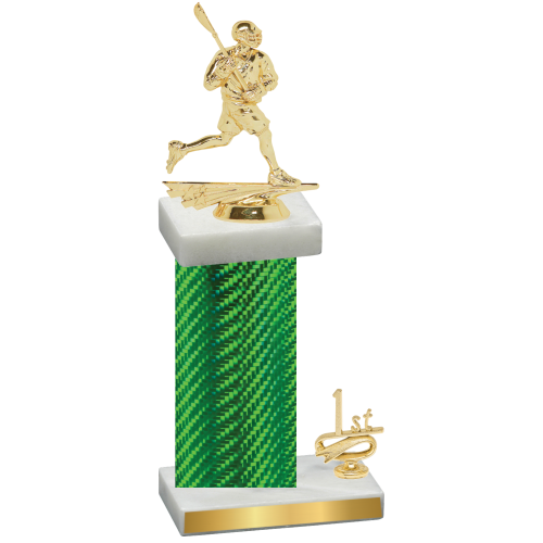 Accented Single Green Carbon Fiber First Place Lacrosse Trophy