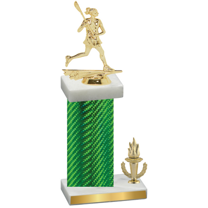 Accented Single Green Carbon Fiber Victory Lacrosse Trophy