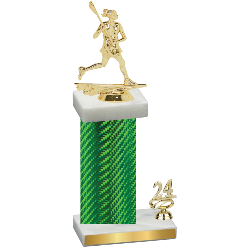 Accented Single Green Carbon Fiber Year Lacrosse Trophy