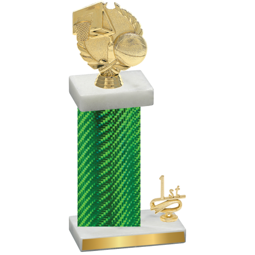 Accented Single Green Carbon Fiber First Place Basketball Trophy