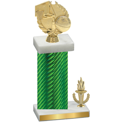 Accented Single Green Carbon Fiber Victory Basketball Trophy