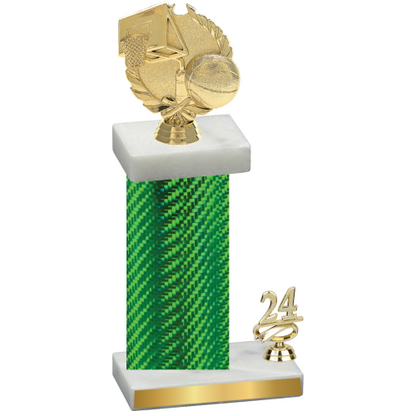 Accented Single Green Carbon Fiber Year Basketball Trophy