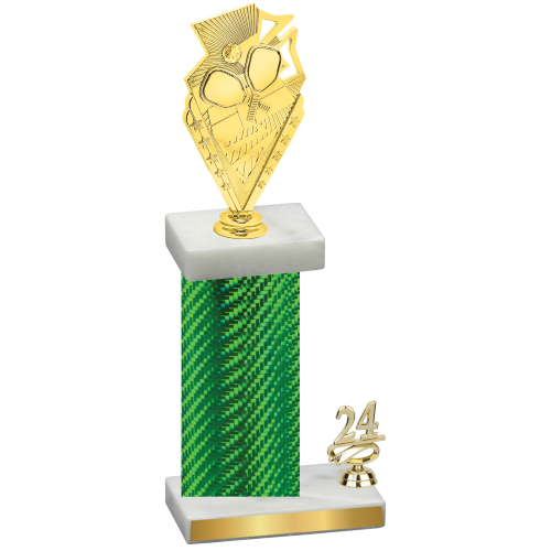 Accented Single Green Carbon Fiber Year Pickleball Trophy