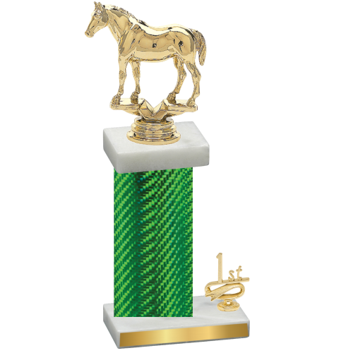 Accented Single Green Carbon Fiber First Place Horses Trophy