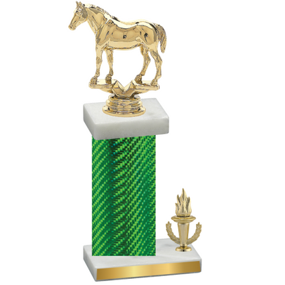 Accented Single Green Carbon Fiber Victory Horses Trophy