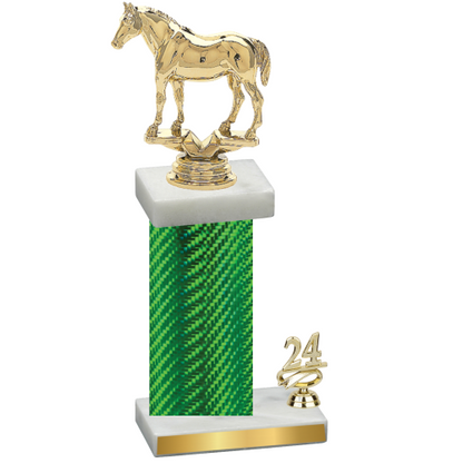 Accented Single Green Carbon Fiber Year Horses Trophy