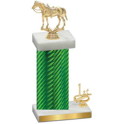 Accented Single Green Carbon Fiber First Place Horses Trophy