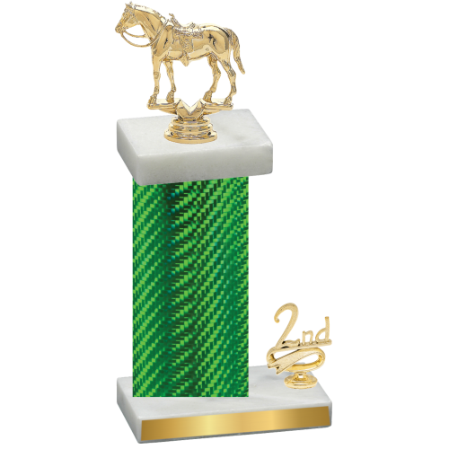 Accented Single Green Carbon Fiber Second Place Horses Trophy