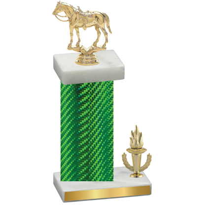 Accented Single Green Carbon Fiber Victory Horses Trophy