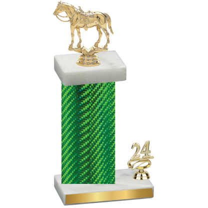 Accented Single Green Carbon Fiber Year Horses Trophy